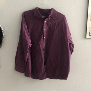 Mens Maroon Plaid Dress Shirt